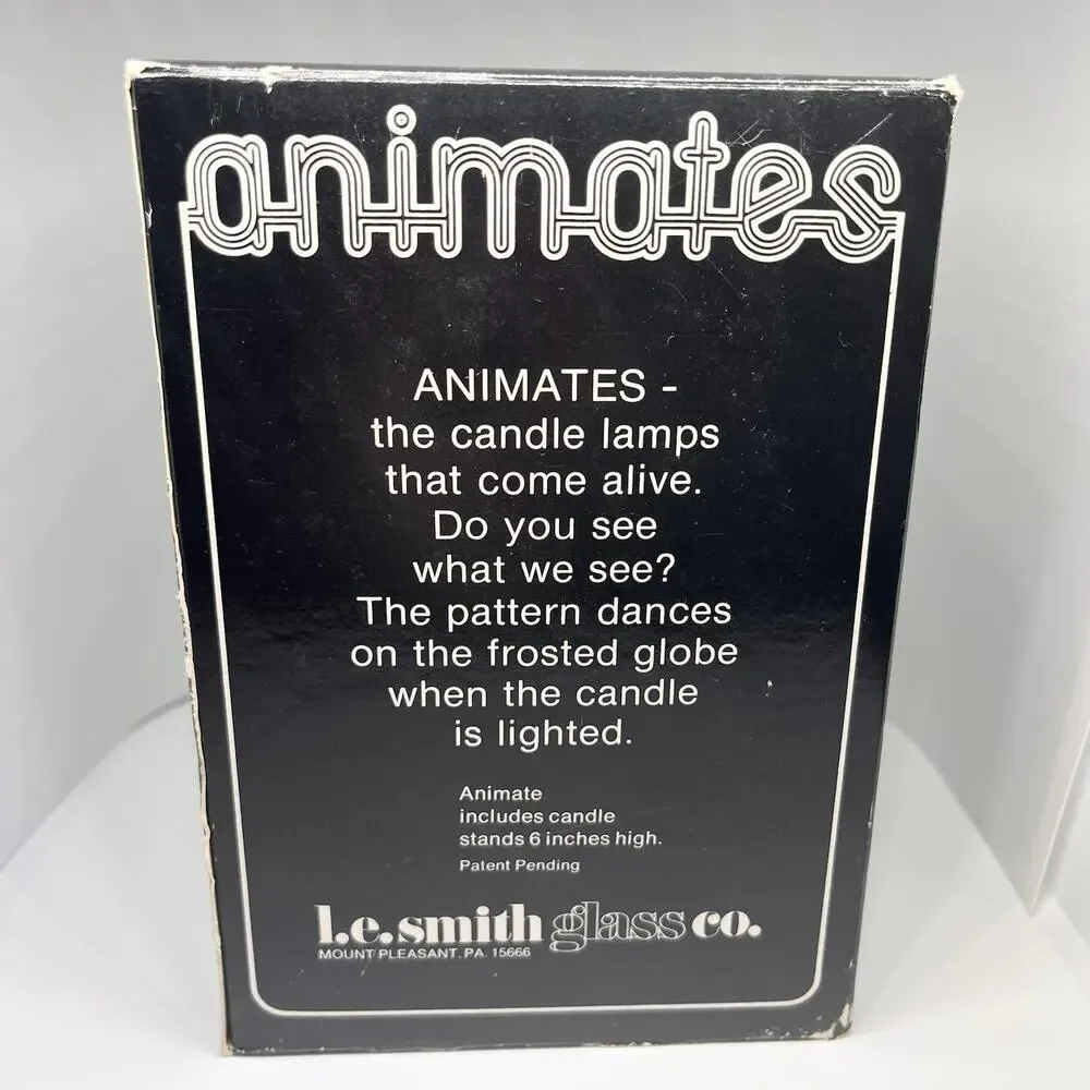 Vintage L.E.Smith Glass Animates Christmas Eve Candle Lamp 1970s Original Box
